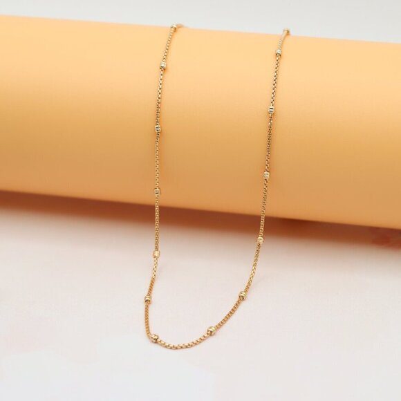 "Delicate Rose Gold Plated Chain Necklace with Bead Accents,  XPNL0155 - Picture 1 of 12